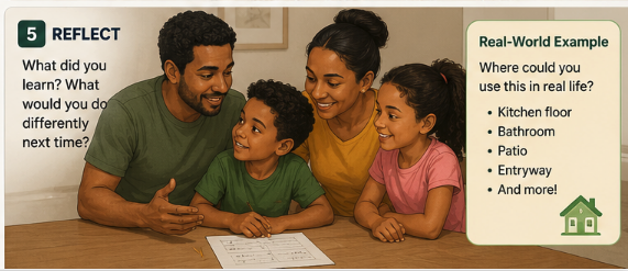 Family looking around the home for another small tiled surface such as a bathroom, backsplash, entryway, or patio.